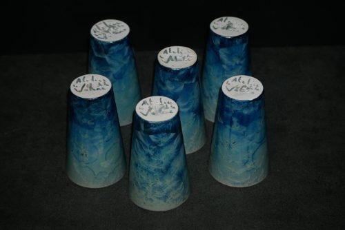 6 tasses en porcelaine gris vert