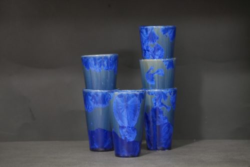 6 mazagrans en porcelaine bleu nuit