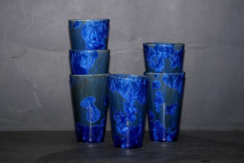 6 mazagrans en porcelaine bleu nuit