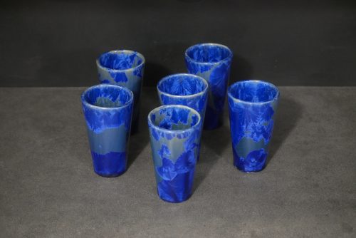 6 mazagrans en porcelaine bleu nuit