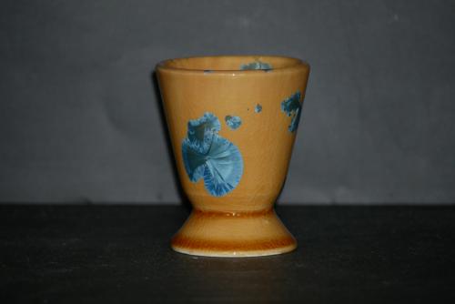 6 petits mazagrans orange cristaux bleu-vert