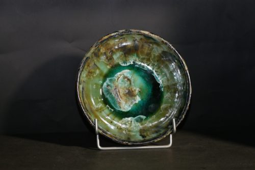 6 Assiettes creuses artisanales en grès vert-olive