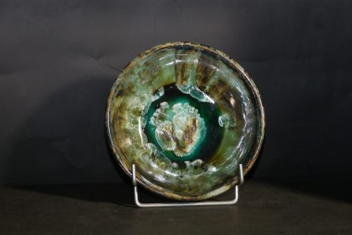 6 Assiettes creuses artisanales en grès vert-olive