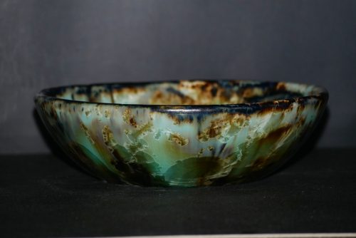 6 Assiettes creuses artisanales en grès vert-olive