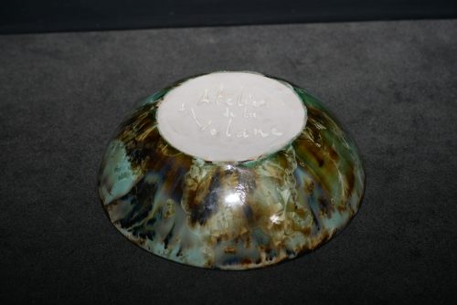 6 Assiettes creuses artisanales en grès vert-olive