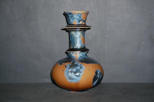 Soliflore oriental en porcelaine 20 cm marron cristaux gris