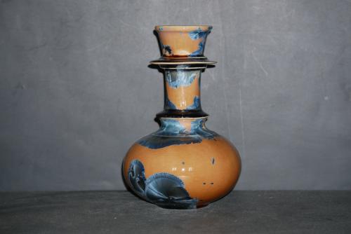 Soliflore oriental en porcelaine 20 cm marron cristaux gris