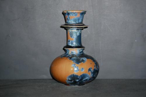 Soliflore oriental en porcelaine 20 cm marron cristaux gris