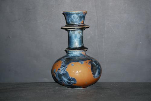 Soliflore oriental en porcelaine 20 cm marron cristaux gris