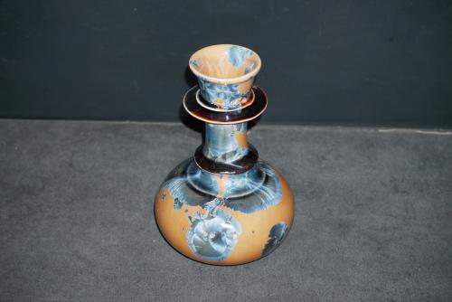 Soliflore oriental en porcelaine 20 cm marron cristaux gris