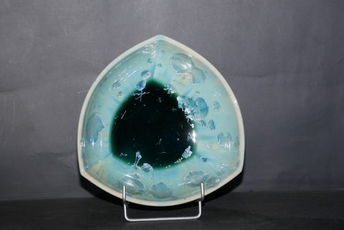 Coupelle triangulaire en porcelaine turquoise 20 cm
