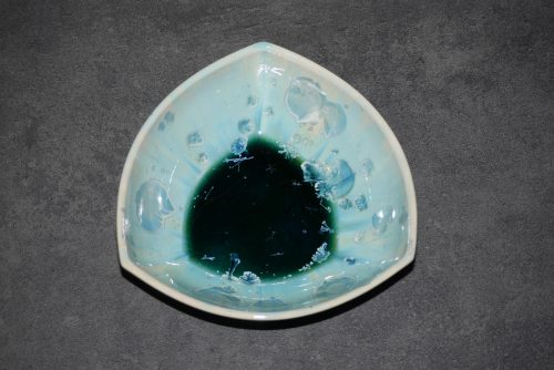 Coupelle triangulaire en porcelaine turquoise 20 cm