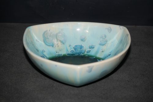 Coupelle triangulaire en porcelaine turquoise 20 cm