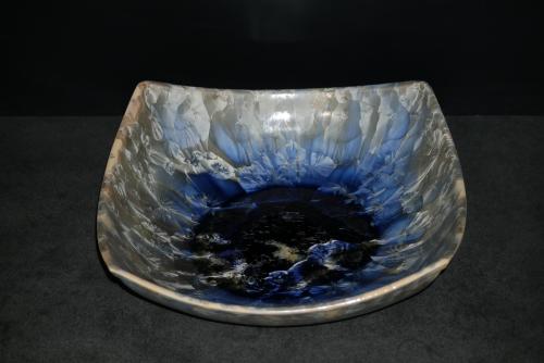 Coupe à fruits carrée en porcelaine gris-bleu
