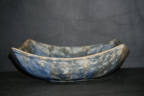 Coupe à fruits carrée en porcelaine gris-bleu