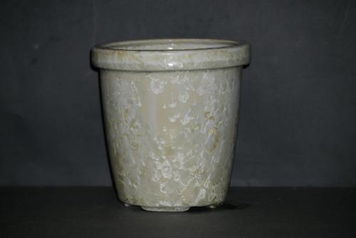 Pot à orchidée en grès blanc cristaux jaunes 13cm