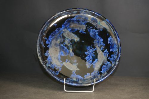 6 assiettes artisanales en grès bleu-nuit