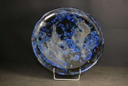 6 assiettes artisanales en grès bleu-nuit