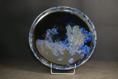 6 assiettes artisanales en grès bleu-nuit