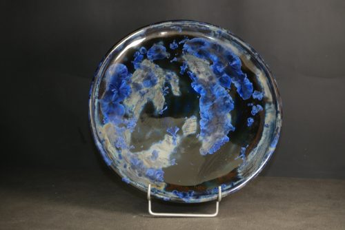 6 assiettes artisanales en grès bleu-nuit