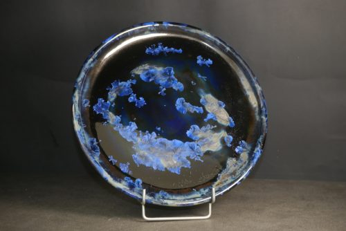 6 assiettes artisanales en grès bleu-nuit