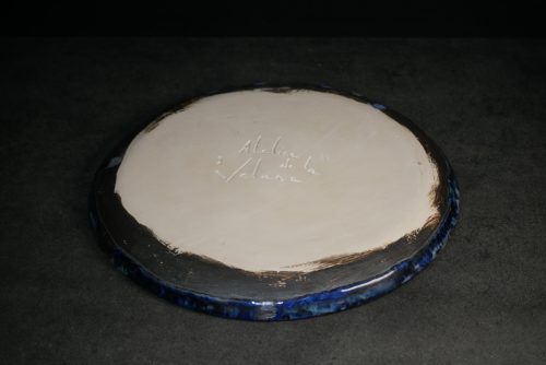 6 assiettes artisanales en grès bleu-nuit