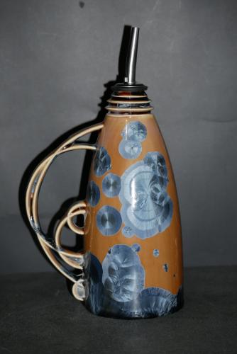Huilier en porcelaine marron cristaux gris