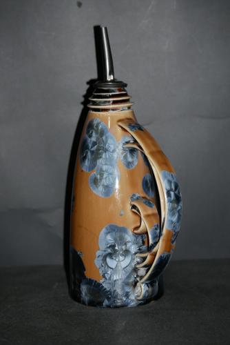 Huilier en porcelaine marron cristaux gris