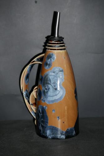 Huilier en porcelaine marron cristaux gris