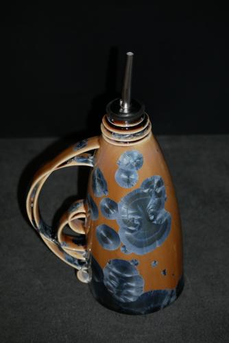 Huilier en porcelaine marron cristaux gris