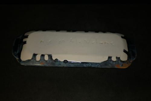 Plat à cake en porcelaine marron cristaux gris