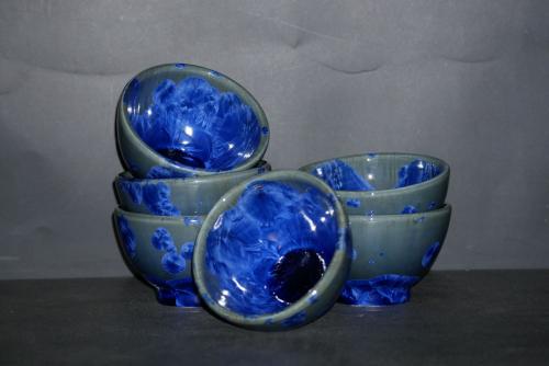 Jeu de 6 bolées en porcelaine bleu-nuit