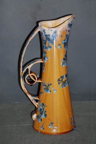 Carafe élencé en grès marron cristaux bleu 07 cl