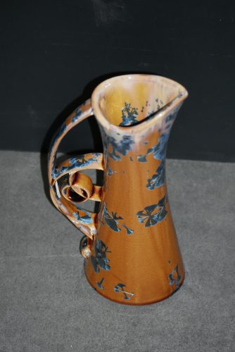 Carafe élencé en grès marron cristaux bleu 07 cl