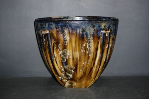 Saladier haut en grès noir cristaux blanc 18 cm