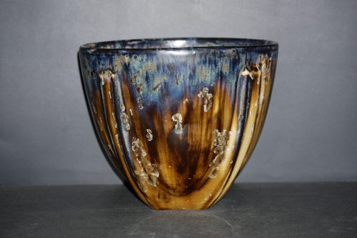 Saladier haut en grès noir cristaux blanc 18 cm