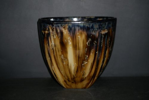 Saladier haut en grès noir cristaux blanc 18 cm