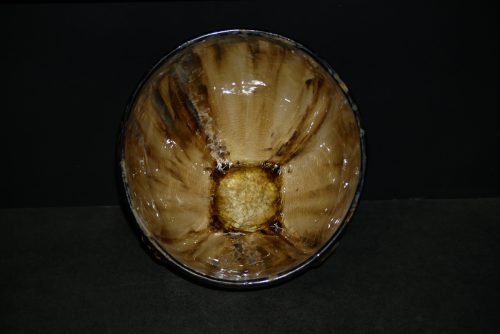 Saladier haut en grès noir cristaux blanc 18 cm