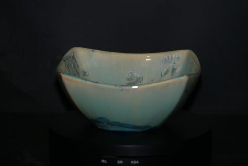 Coupelle carrée en porcelaine pour apéritif vert turquoise