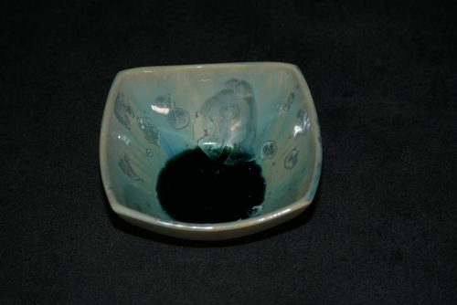 Coupelle carrée en porcelaine pour apéritif vert turquoise