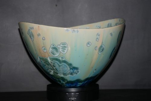 Grand saladier en porcelaine vert turquoise