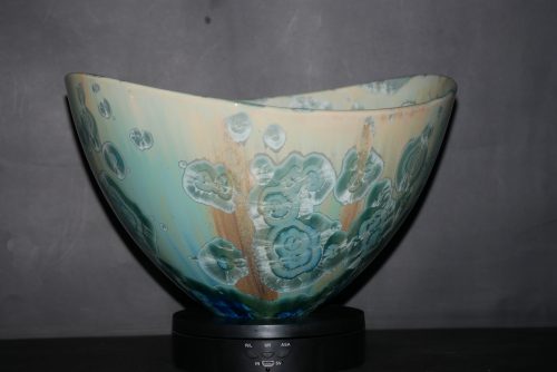 Grand saladier en porcelaine vert turquoise
