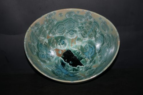 Grand saladier en porcelaine vert turquoise