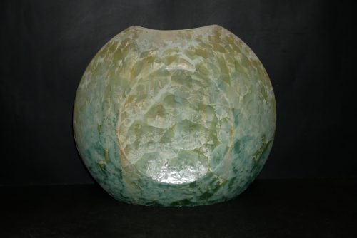 Double vases disques en porcelaine vert citron