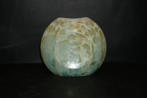 Double vases disques en porcelaine vert citron