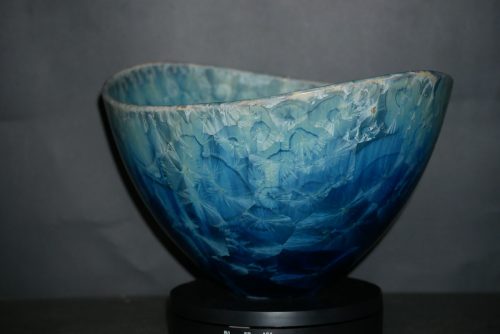 Saladier porcelaine design marron cristaux gris-vert