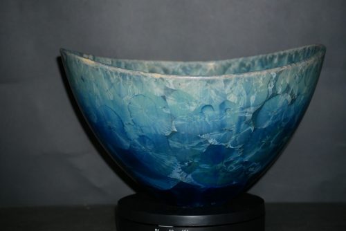 Saladier porcelaine design marron cristaux gris-vert