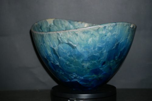 Saladier porcelaine design marron cristaux gris-vert