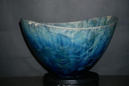 Saladier porcelaine design marron cristaux gris-vert