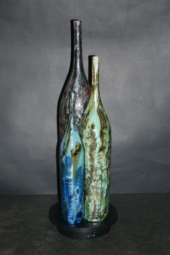 Triple soliflore - bouteille imbriqués en grès